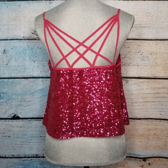 Express X Olivia Culpo sequin crop cami Med NWT - Picture 3 of 8